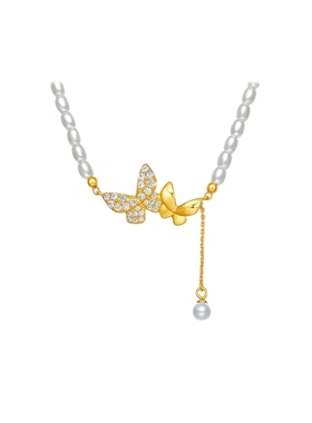 周六福S925银蝴蝶结项链女