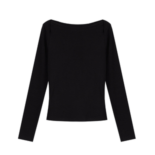 Maven Lin 高端系列|知性大方一字领上衣女优雅修身针织打底t恤