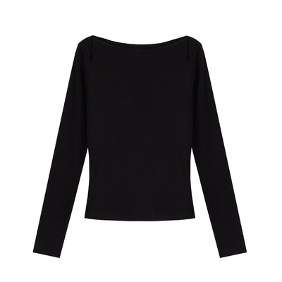 Maven Lin 高端系列|知性大方一字领上衣女优雅修身针织打底t恤