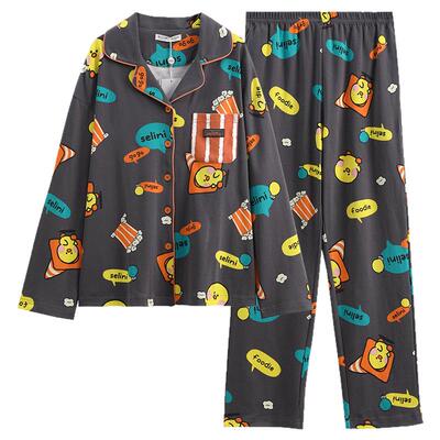 芬腾睡衣女春秋季纯棉家居服