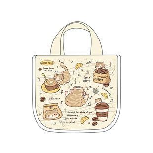 尼睿x劈叉的熊熊 新款手拎小包可爱猫咪帆布包简约休闲通勤便当包