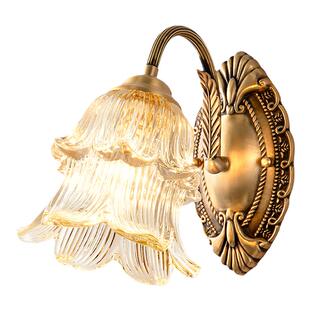 法式中古卧室壁灯床头灯高级美式轻奢复古客厅欧式全铜背景墙壁灯