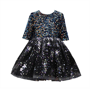 儿童钢琴礼服走秀朗诵蓬蓬纱裙女童表演公主裙主持冬季演出晚礼服