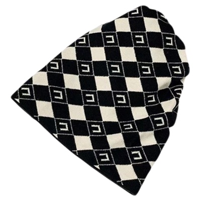 新款千鸟格针织面罩秋冬韩版保暖