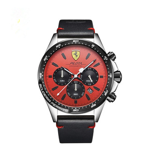 代购正品Ferrari法拉利赛车运动风三眼计时PILOTA系列时尚男手表