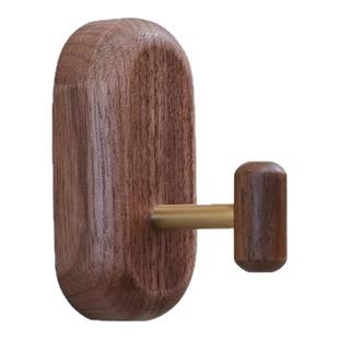 胡桃木挂钩免打孔墙上试衣间钩子木质浴室玄关门后挂衣服粘钩实木