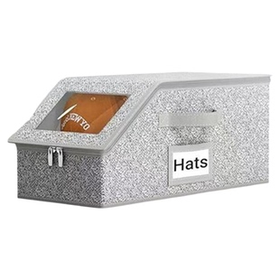 帽子收纳盒拉链防尘大容量可堆叠棒球帽储物盒棒球帽收纳箱透明