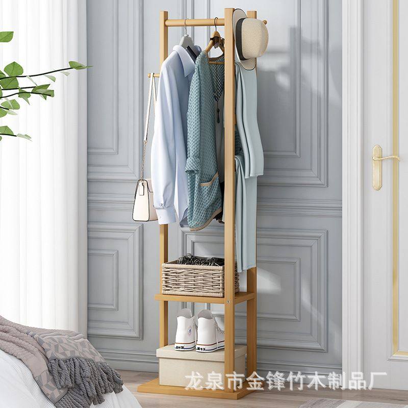 玄关衣帽架落地卧室多功能实木架门口挂衣架物收纳置家用角落简易