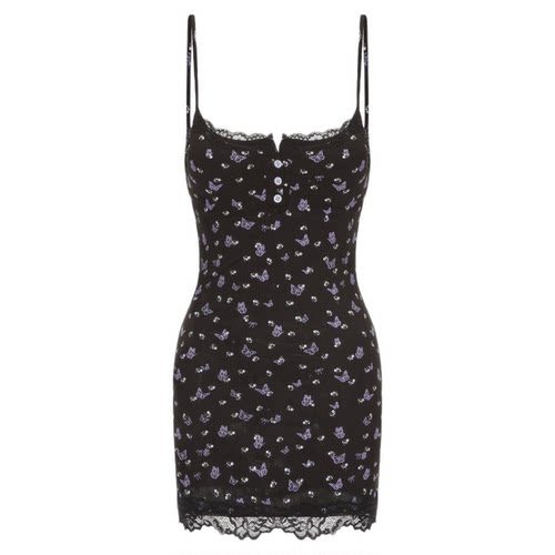 今夕何夕2026夏季新款性感纯欲风睡衣女带胸垫高级感蕾丝吊带睡裙