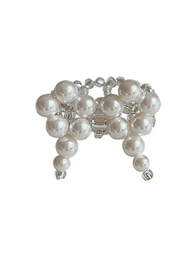 白月光珍珠色调蝴蝶结戒指