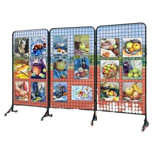 折叠网格展示架绘画展画室幼儿园作品展架美术展览推拉铁艺展示架