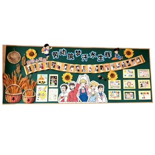 五四一青年劳动节主题黑板报中小学班级教室文化布置装饰环创墙贴