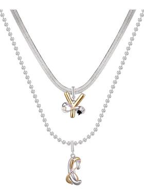 LNERATO货币符号双层叠戴锁骨链