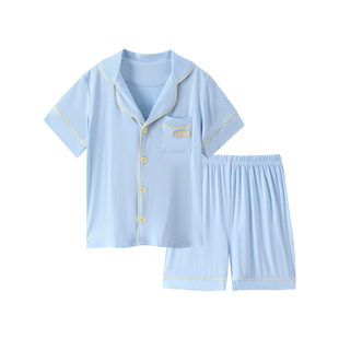 儿童睡衣男童莫代尔薄款女童家居服套装夏款短袖短裤青少年空调服