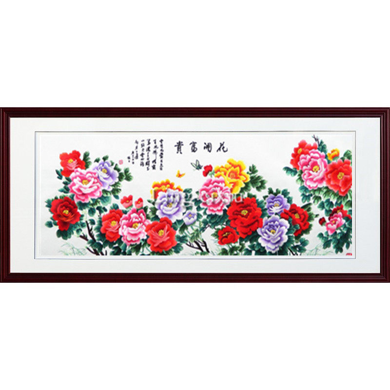 牡丹图客厅婚庆花开富贵苏绣成品