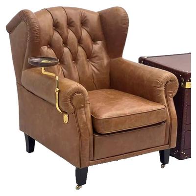 中古风复古油蜡皮老虎沙发椅