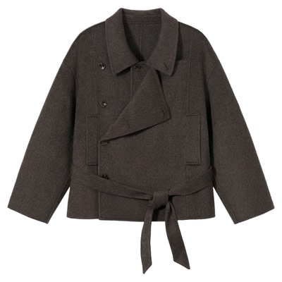 PSO Brand男装女装羊毛翻领束腰加厚加绒外套男款冬情侣毛呢夹克