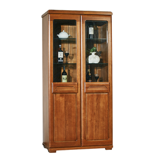 顺心家具实木酒柜客厅靠墙胡桃色家用小户型酒柜展示柜