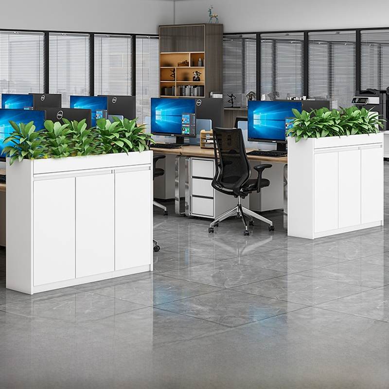 办公室隔断柜矮柜花槽绿植组合物品储存柜长条桌边侧柜放花的柜子