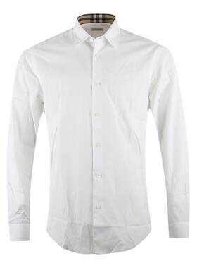 【自营】BURBERRY/博柏利男士棉质战马骑士徽标刺绣纯色长袖衬衫