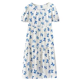 大理洱海旅游穿搭拍照法式印花连衣裙长裙海南三亚海边度假沙滩裙