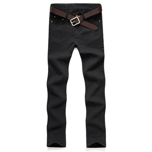 加长黑色牛仔裤男 弹力修身直筒潮流韩版休闲牛仔裤120cm特长腿裤