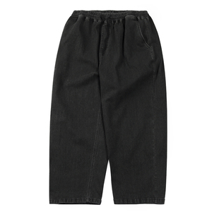 超大码牛仔裤男大直筒宽松加肥加大休闲长裤胖子帅气系绳松紧裤子