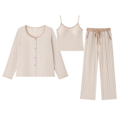 BE带胸垫三件套轻暖薄绒睡衣女