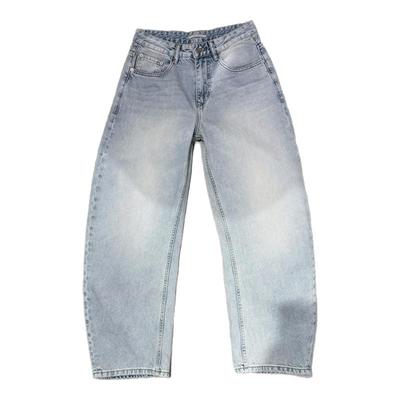 浅蓝色弯刀牛仔裤男士潮牌拖地裤