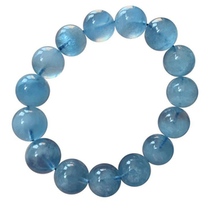 天然星光海蓝宝手链巴西冰透绿柱石手串云母水晶饰品礼物男女生款