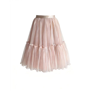 【玫瑰匣子】Lili百合乡柔美粉色二段式蓬蓬纱裙弹力腰网纱半身裙