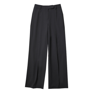 TANG TOWN自制高定立裁单褶垂挺显瘦及地羊毛阔腿裤西裤子女夏季