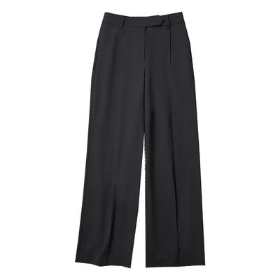 TANG TOWN自制高定立裁单褶垂挺显瘦及地羊毛阔腿裤西裤子女夏季