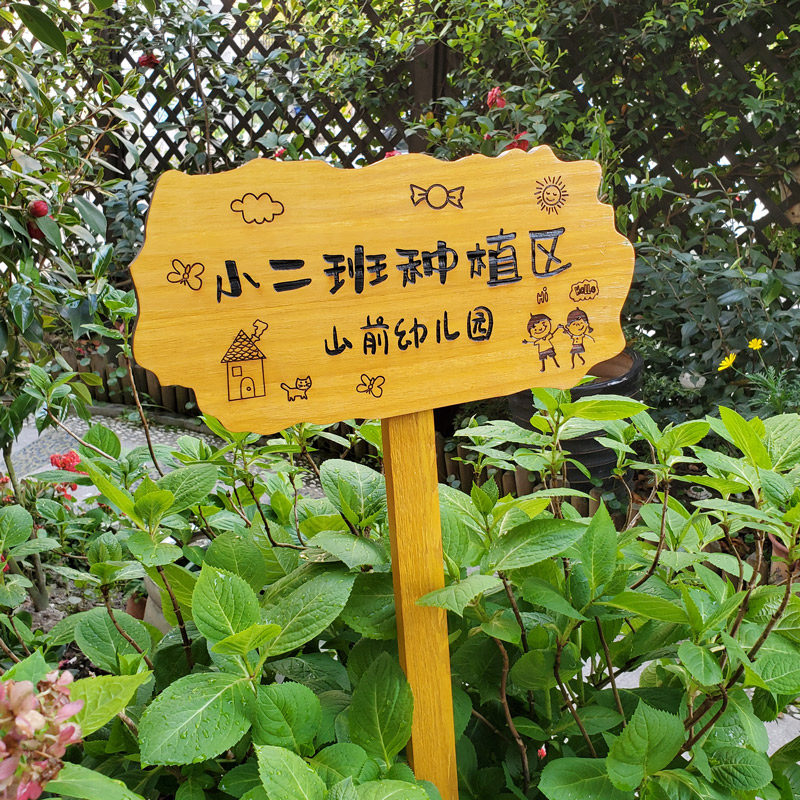植树节树牌户外幼儿园学校活动种植实木插地告示牌小树苗认养牌子