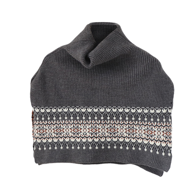 时髦费尔岛提花针织高领披肩