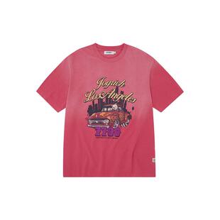 JOYRICH 男女同款美式街头复古印花渐变水洗短袖T恤上衣