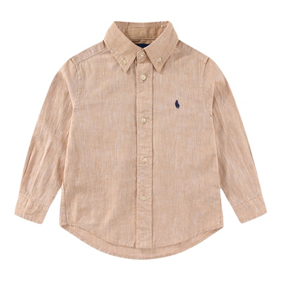 RL069男女童麻棉薄款衬衣 中大童   休闲 可亲子翻领衬衫 小马标