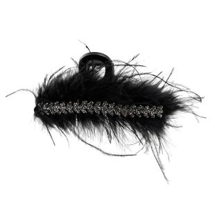 羽毛抓夹麦穗水钻高级感毛毛绒发夹女后脑勺盘发固定鲨鱼夹子头饰