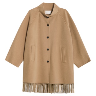 ltyp旅途原品【限量五折】100支100%澳毛手工双面呢流苏大衣女春