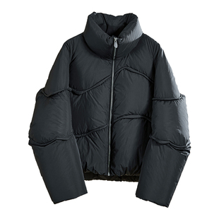 日着原创设计女装2025冬季新款休闲保暖面包立领短款小个子羽绒服