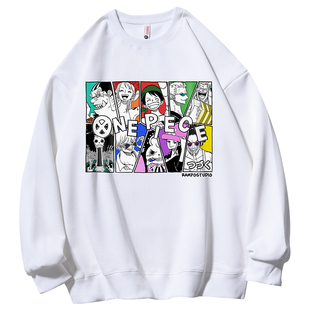 日系海贼王ONEPIECE动漫卫衣男女秋季青少年学生圆领重磅长袖上衣