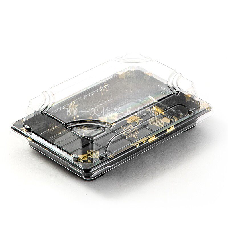 【3号】一次性带盖包邮日式印花塑料透明高盖刺身寿司打包便当盒