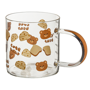 儿童牛奶杯带刻度耐高温可微波炉学生早餐杯卡通玻璃杯喝水杯子