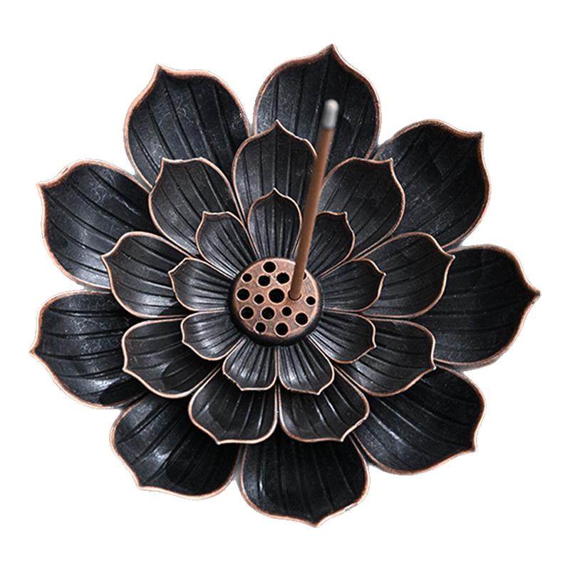 缘漫堂妙莲锌合金线香香插禅意香道功夫茶具零配莲花底座多孔茶道