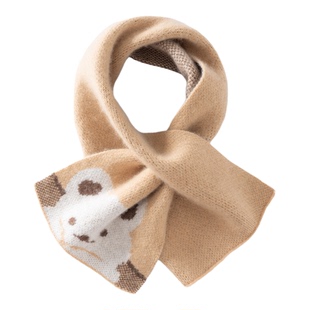 秋冬季山羊绒小围巾女士短款可爱猫咪加厚保暖针织羊毛穿孔小围脖