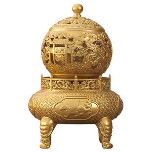 黄铜仿古香炉家用室内客厅办公室中式香薰炉摆件盘香沉香檀香炉