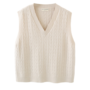 大码麻花针织马甲女款2026春秋新款胖mm外搭背心毛衣马夹坎肩上衣