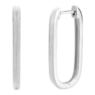 真我不凡925银方环U形钉沙耳环女高级感气质长方耳扣几何素圈耳饰