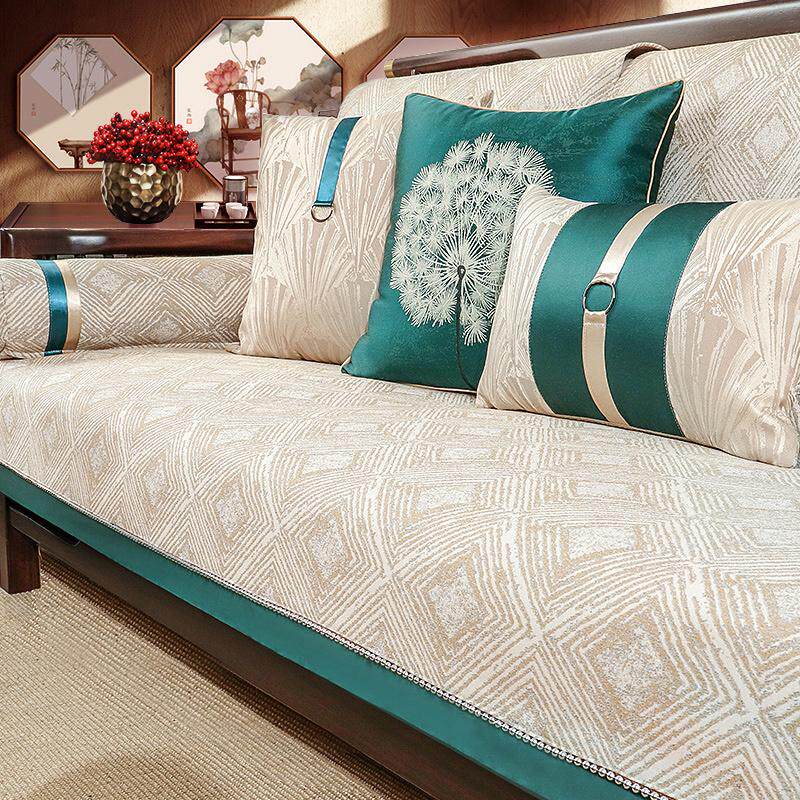 新中式沙发垫四季通用实木沙发巾防滑坐垫子高端红木沙发套罩盖布