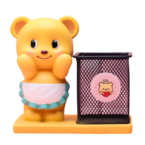 可爱黄油小熊笔筒创意小熊桌面收纳盒摆件送女孩学生儿童生日礼物